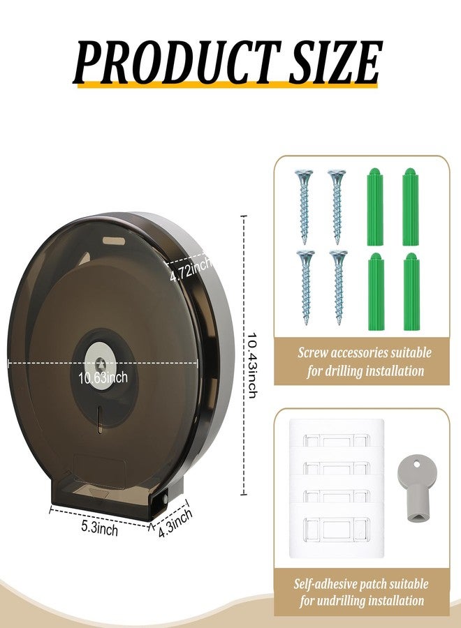 Layhit حامل ورق تواليت جداري من لاي هيت، عبوة واحدة، موزع مناشف ورقية، موزع مناديل بلاستيكي تجاري جامبو 9 بوصة مع قفل جداري بمفتاح للحمامات والمكاتب والمطاعم - Image 2